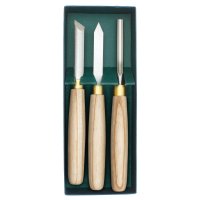 Crown Pen Turning Tools, Oiled Ash Handle, 3-Piece Set