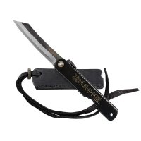 Cuchillo Higonokami negro Cuchillo Higonokami negro con hoja forjada, incl. estuche plegable de cuero