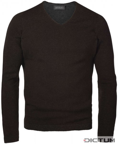 Seldom Men's Sweater V-neck, Brown/Grey, Size M