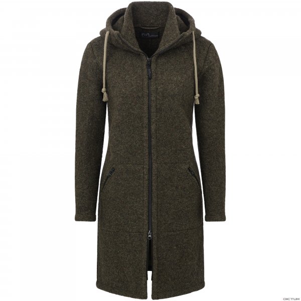 Cappotto in lana follata da donna Mufflon »Carla«, verde foresta, taglia L