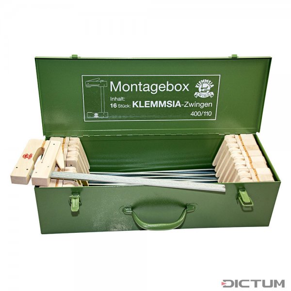 Boîte de montage Klemmsia complète avec 16 serre-joints, 110/400 mm