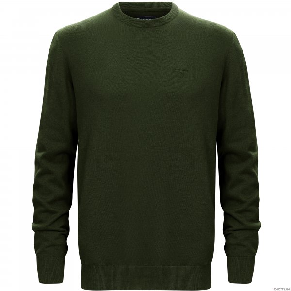 Barbour Men's Crew Neck Sweater, Pima Cotton, Rifle Green Marl, Size L