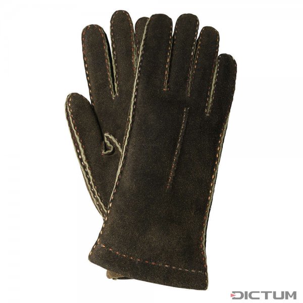 PRATO Ladies Gloves, Goat Suede, Cashmere, Multi-coloured, Size 7.5