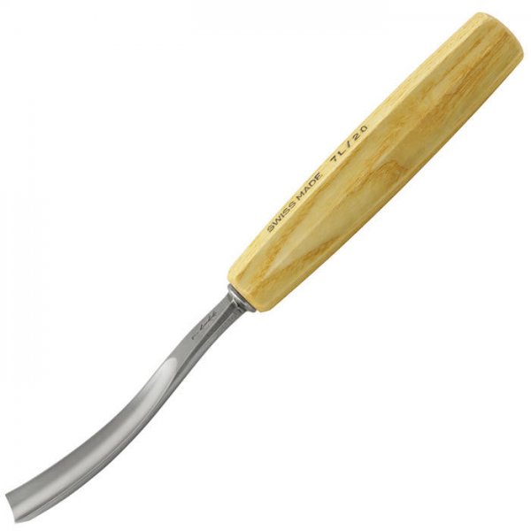 Herramienta de talla Pfeil, gubia codillo, acodada larga, perfil 12L / 10 mm