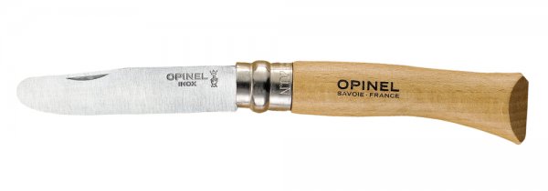Cuchillo plegable Opinel, N.° 7, navaja para niños natural, acero inoxidable