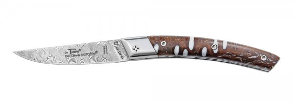 Cuchillo plegable Le Thiers RLT, damasco, Banksia, blanco