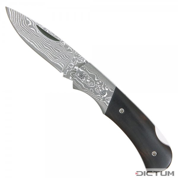 Cuchillo plegable Suminagashi, madera de ébano, Drop Point