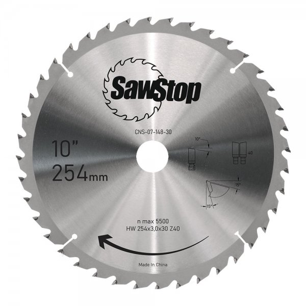SawStop Circular Saw Blade TC 254 x 3.0 x 30, W40