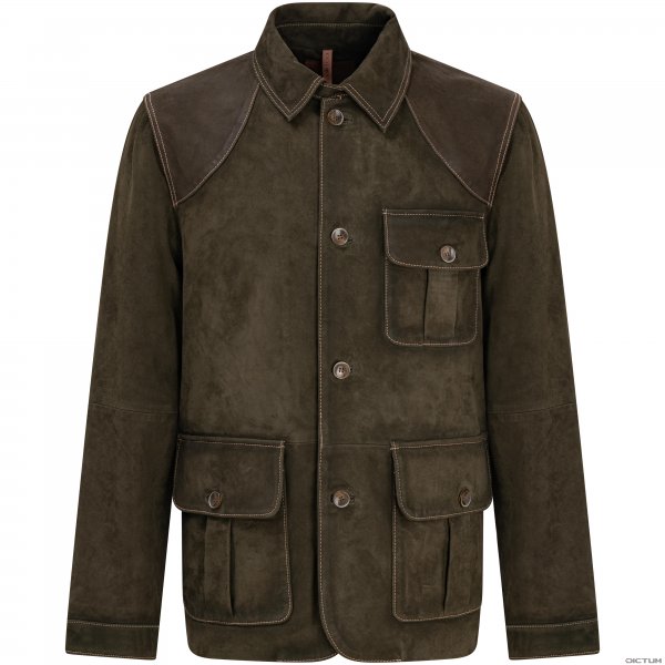 »Guerrier« Men's Leather Field Jacket, Military Green, Size 58