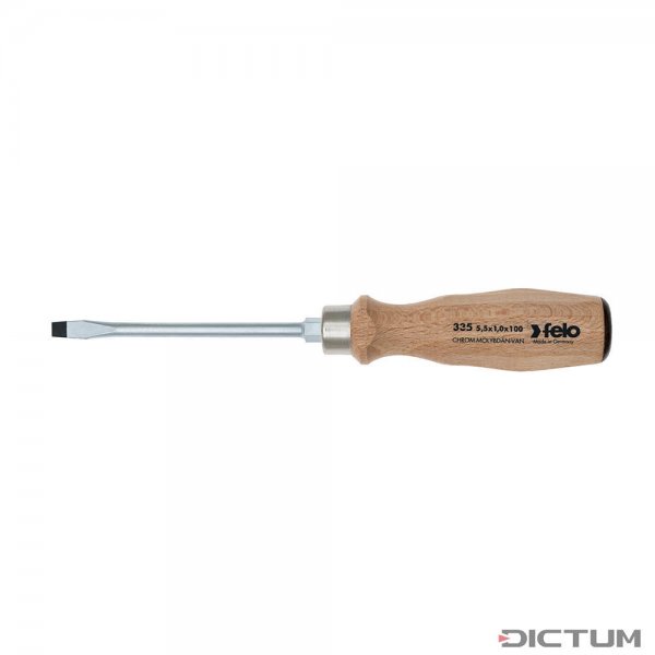 Felo Screwdriver with Wooden Handle, Slotted 5.5 mm