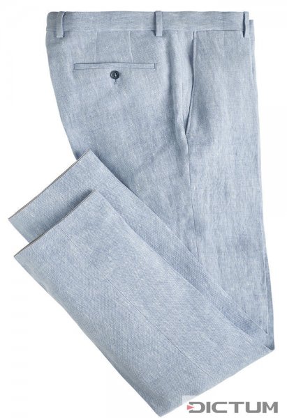 Men's Trousers, Irish Linen, Light Blue/White, Size 52