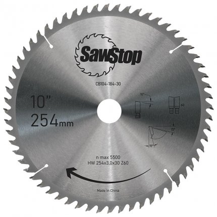 SawStop Circular Saw Blade TC 254 x 3.0 x 30, W60