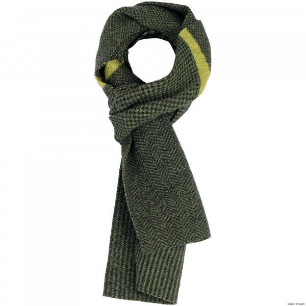 Écharpe en laine motif à chevrons, vert/olive