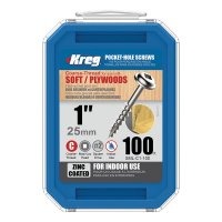 Kreg Pocket-Hole Screws 25 mm, Galvanised, Maxi-Loc, Coarse Thread, 100 Pieces