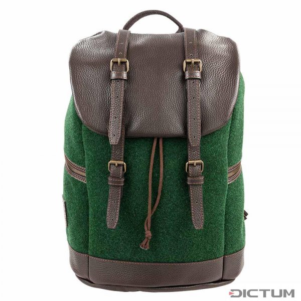 Backpack, Wool with Leather, Dark Green