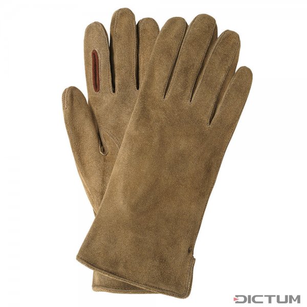 MERAN Men’s Shooting Gloves, Goat Suede, Unlined, Beige, Size 9.5