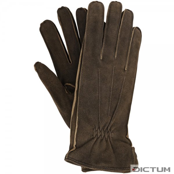 »Etsch« Ladies Gloves, Goat Suede, Cashmere Lining, Walnut, Size 7