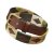 VALIENTE: Dark brown leather with embroidery in olive, beige and cream