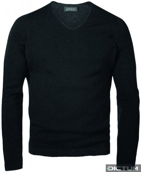 Seldom Men's Sweater V-neck, Black/Grey, Size XXL