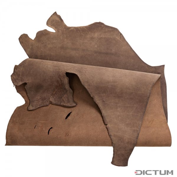 Cuir de buffle » Pull-up «, demi-peau/gris-brun, épaiss. 3,0-3,5 mm, 1,61-1,7 m²