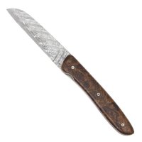 Cuchillo plegable Perceval L08, acero de Damasco, madera de palo fierro