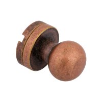 Bouton de col Ivan, rivet à visser 7 mm, cuivre antique
