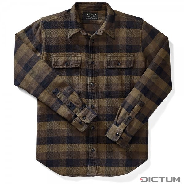 Filson Vintage Flannel Work Shirt, Brown/Navy, Size M