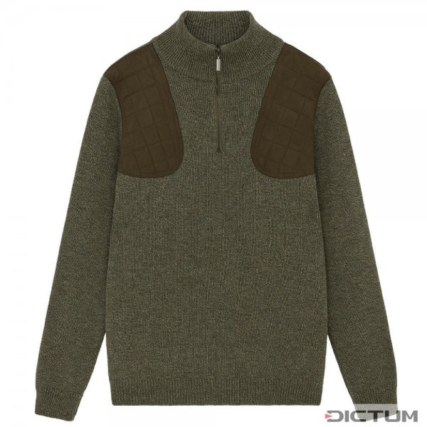 Purdey Men's Shooting Zip Neck Sweater, Khaki, Size XL