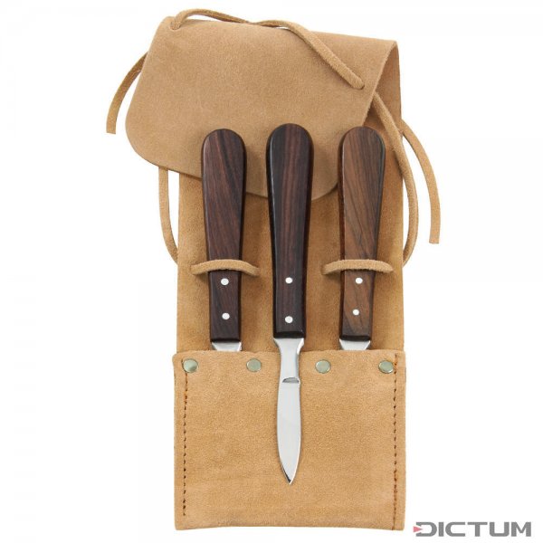 Set di coltelli da intaglio e per intarsi, 3 pezzi con astuccio
