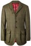 Olive background with window check in beige, burgundy and dark green
