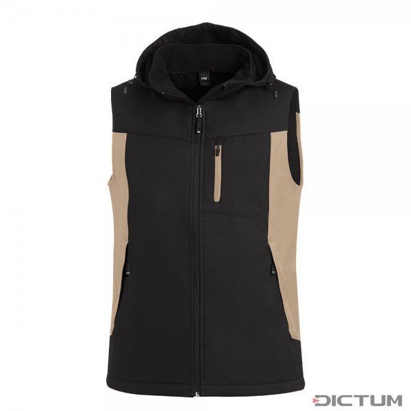 FHB »Justus« Men's Softshell Vest, Beige/Black, Size L