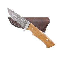 Hunting Knife Damascus, Plum Wood Handle