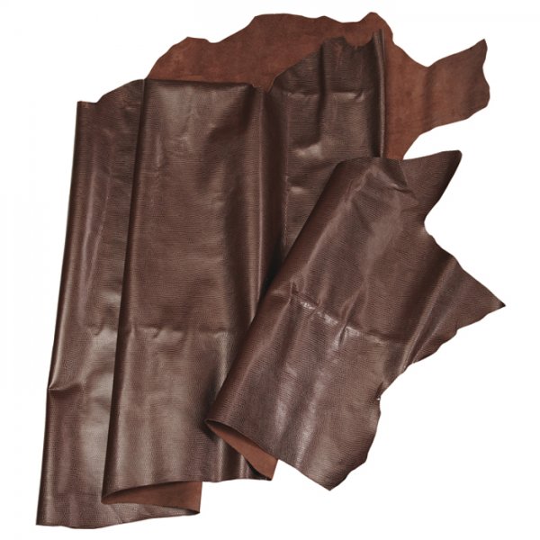 Imitation-Printed Calf Leather, Medium Brown