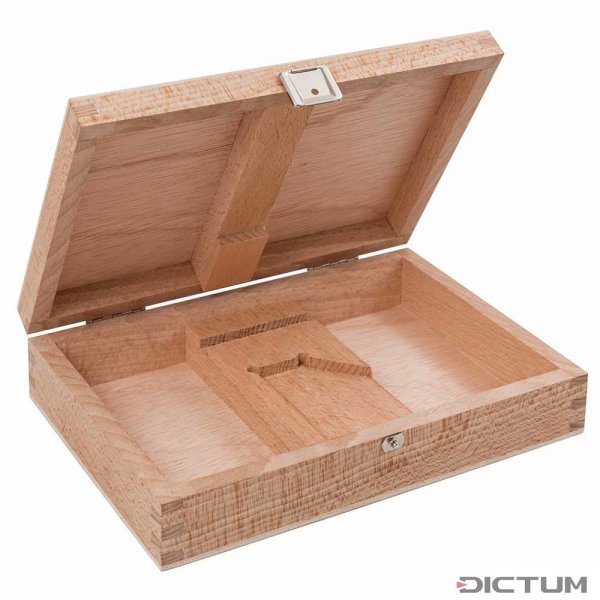 Dřevěný kufřík pro lisovací měřidlo DICTUM s jemným nastavením a kombinovaným ú