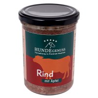 Comida para perros en tarro de vidrio »Hundegenuss«, ternera con manzana/6x300 g