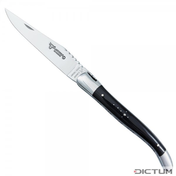 Couteau pliant Laguiole double platine, corne de buffle