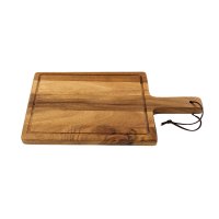 Petite planche à découper Petite planche à découper en acacia, poignée et sillon pour l’écoulement du jus
