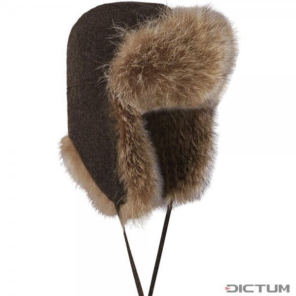 Fur Hat, Racoon/Loden, Grey/Brown, Size 56