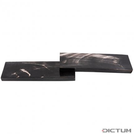 Bizoní rohovina barvená, rukojeť se šupinami, pár, černá/bílá, 130 x 38 x 8 mm