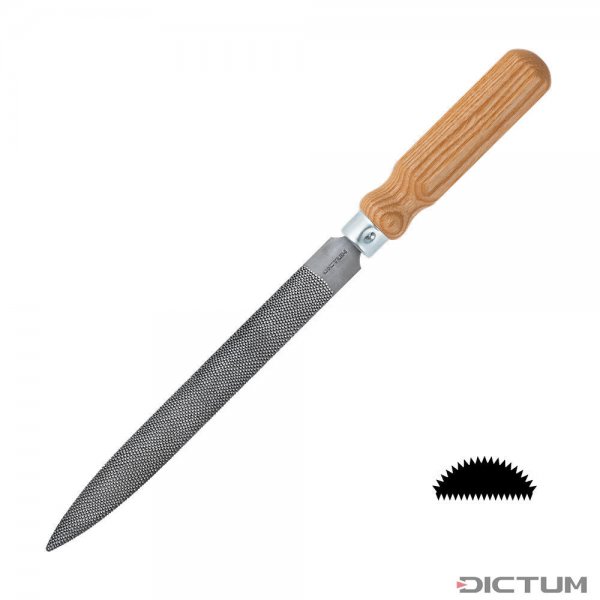 DICTUM »Flat Cut« Precision Rasp, Half-Round, w. Handle, Cut 6, Cut Length 200