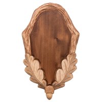 Hand-Carved Trophy Plate »Roebuck«, Multiple Stained