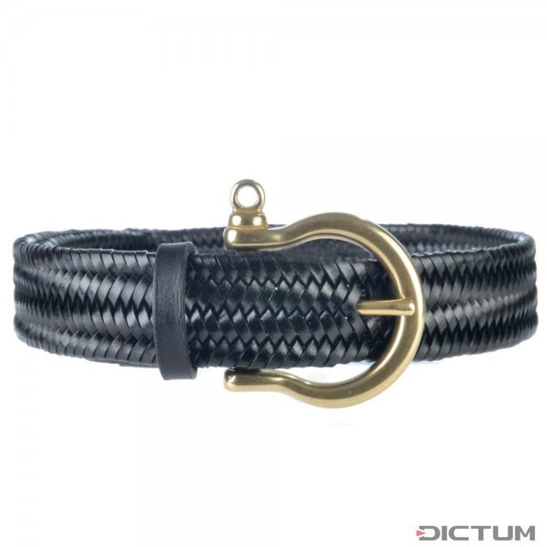 Athison Leather & Rayon Belt, Black, Size M-L