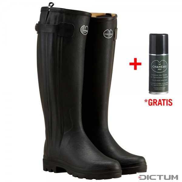 Le Chameau »Chasseur« Ladies' Rubber Boots, Leather Lining, Noir, Size 36
