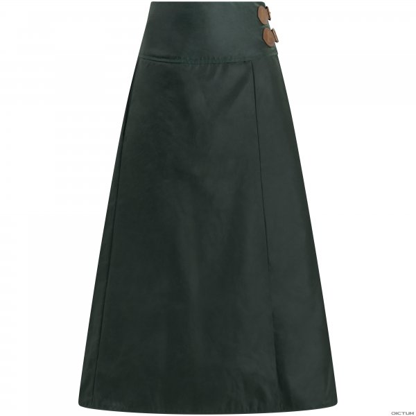 Gonna in tessuto cerato da donna, verde scuro, taglia L