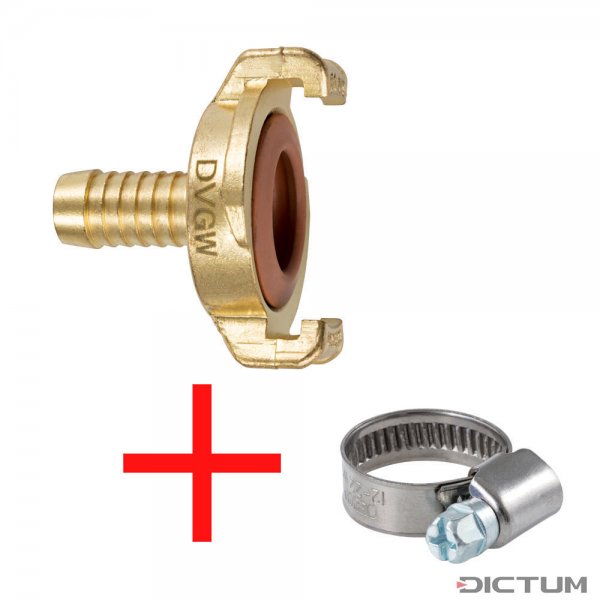 Geka Quick Coupling, ½ Inch, Brass, Drinking Water, incl. Hose Clamp