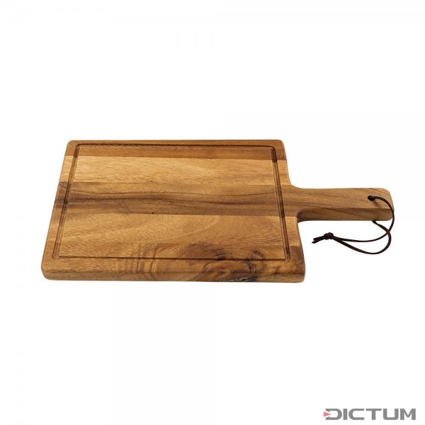Acacia Cutting Board, with Sap Groove and Handle, Small