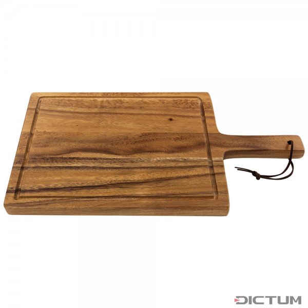 Acacia Cutting Board, with Sap Groove and Handle, Large