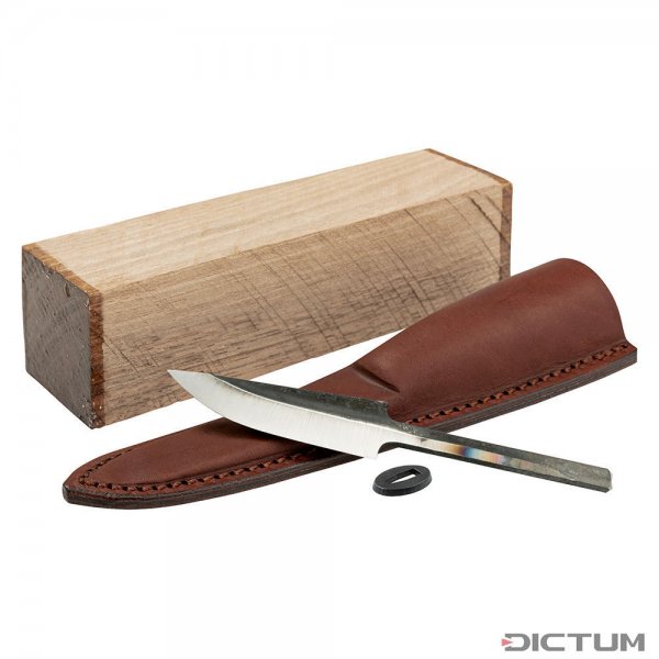 BS/K 形雕刻刀套件，胡桃木，含皮革刀鞘