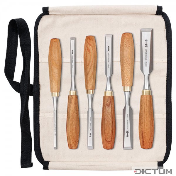 Pfeil Paring Chisels, 6-Piece Set, in Cotton Tool Roll