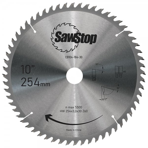 SawStop Circular Saw Blade TC 254 x 3.0 x 30, W60